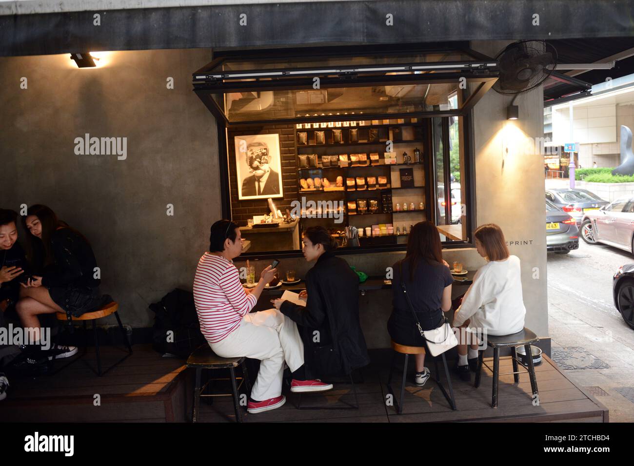 The Fineprint cafe on Second street in Sai Ying Pun, Hong Kong. Stock Photo