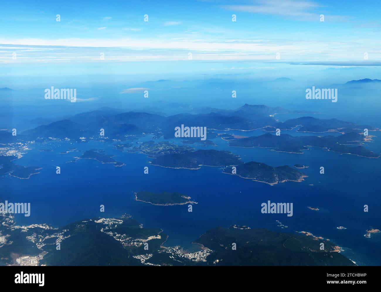 Aerial view of the Islands in Sai Kung, Hong Kong. Stock Photo