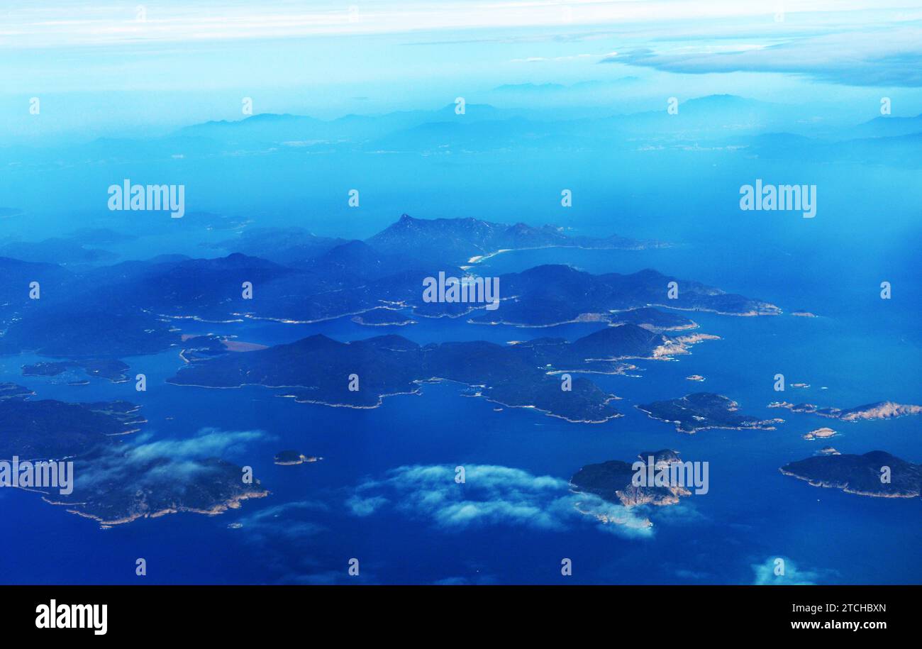 Aerial view of the Islands in Sai Kung, Hong Kong. Stock Photo