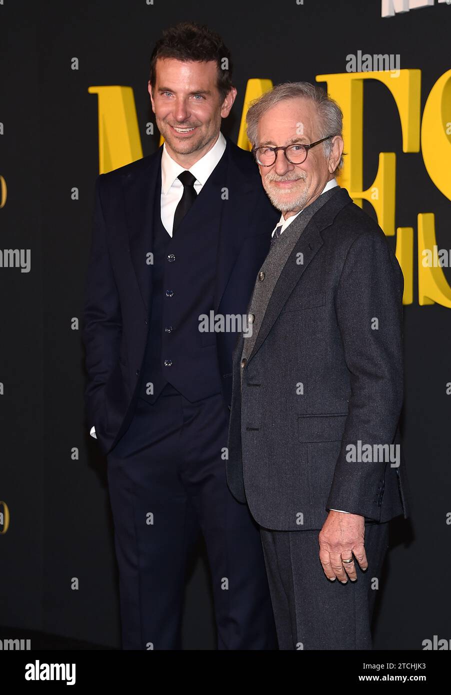 Bradley Cooper and Steven Spielberg arriving to the Los Angeles special screening of “Maestro” at the Academy Museum of Motion Pictures on December 12, 2023 in Beverly Hills, Ca. © Lisa OConnor/AFF-USA.com Stock Photo