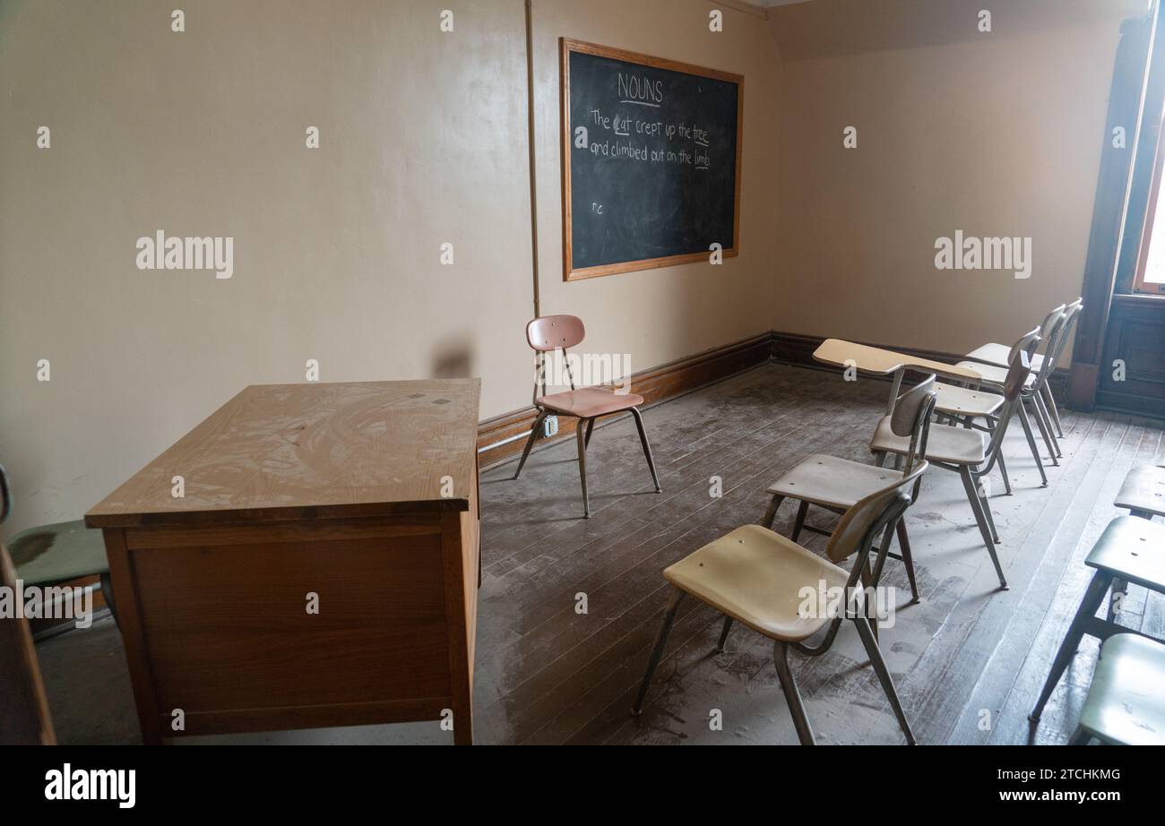 A Classroom at The Ohio State Reformatory, historic prison located in Mansfield, Ohio Stock Photo