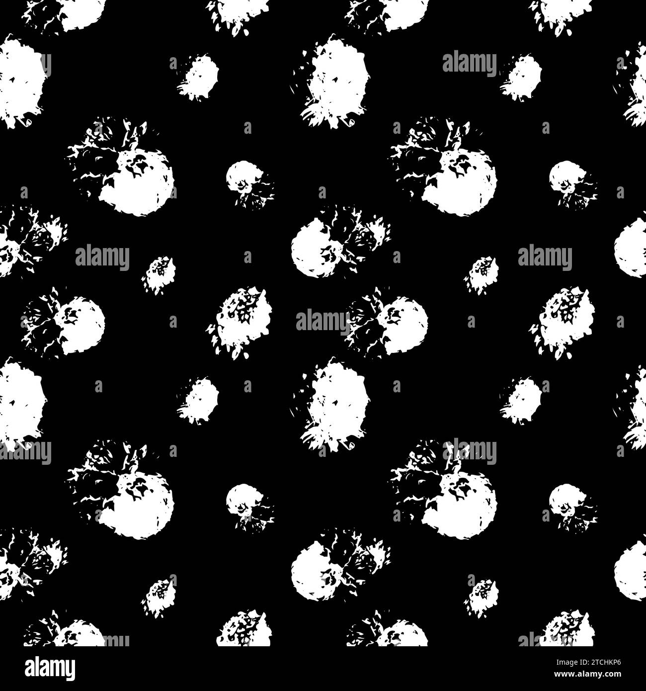 Seamless pattern of black spots and splashes. Black circles and blots. Vector illustration Stock