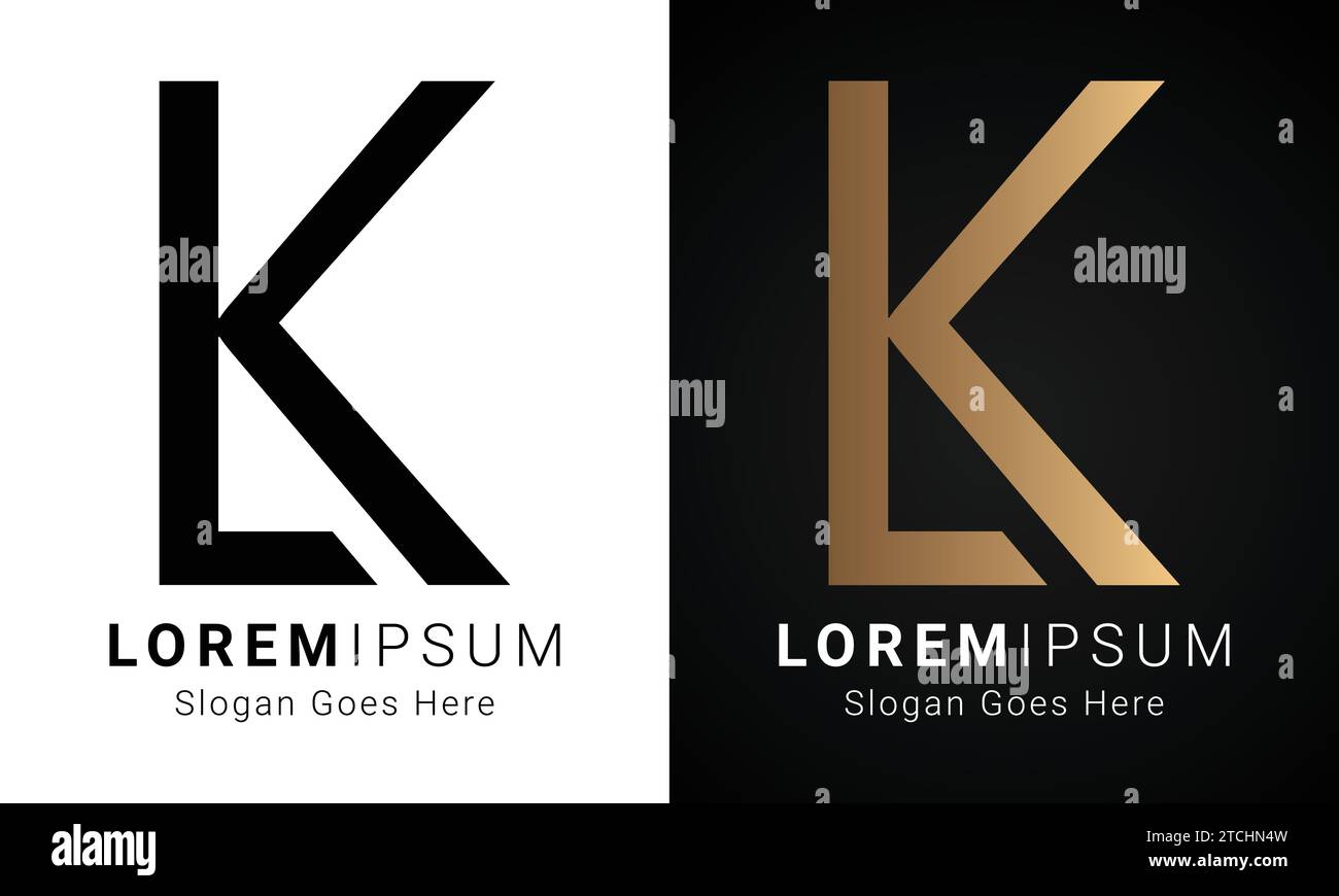 Luxury Initial KL or LK Monogram Text Letter Logo Design Stock Vector