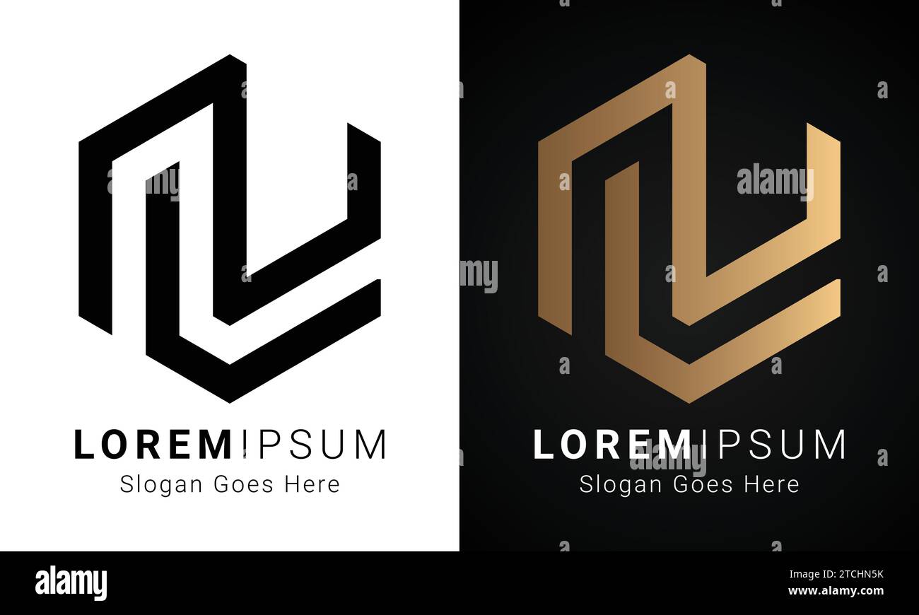 Luxury Initial NL or LN Monogram Text Letter Logo Design Stock Vector