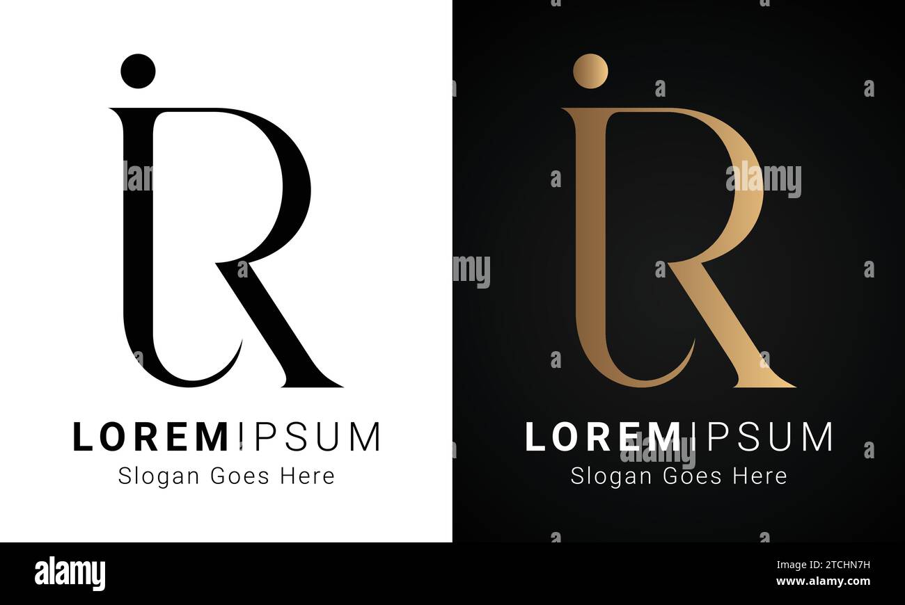 Luxury Initial JR or RJ Monogram Text Letter Logo Design Stock Vector