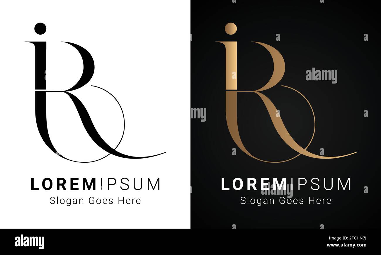 Luxury Initial JR or RJ Monogram Text Letter Logo Design Stock Vector