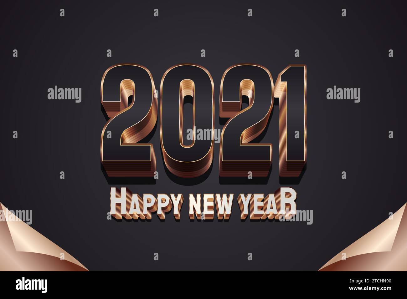 2021 new year banner with elegant 3d numbers on dark background with wrapping paper concept Stock Vector