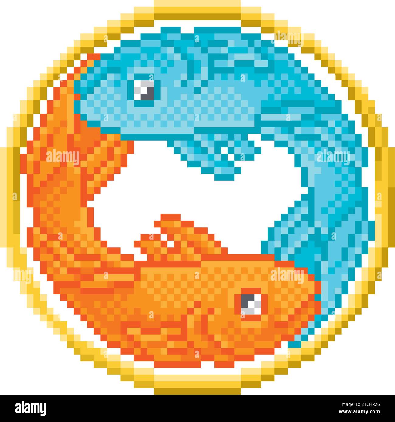 Zodiac Horoscope Astrology Pisces Pixel Art Sign Stock Vector Image