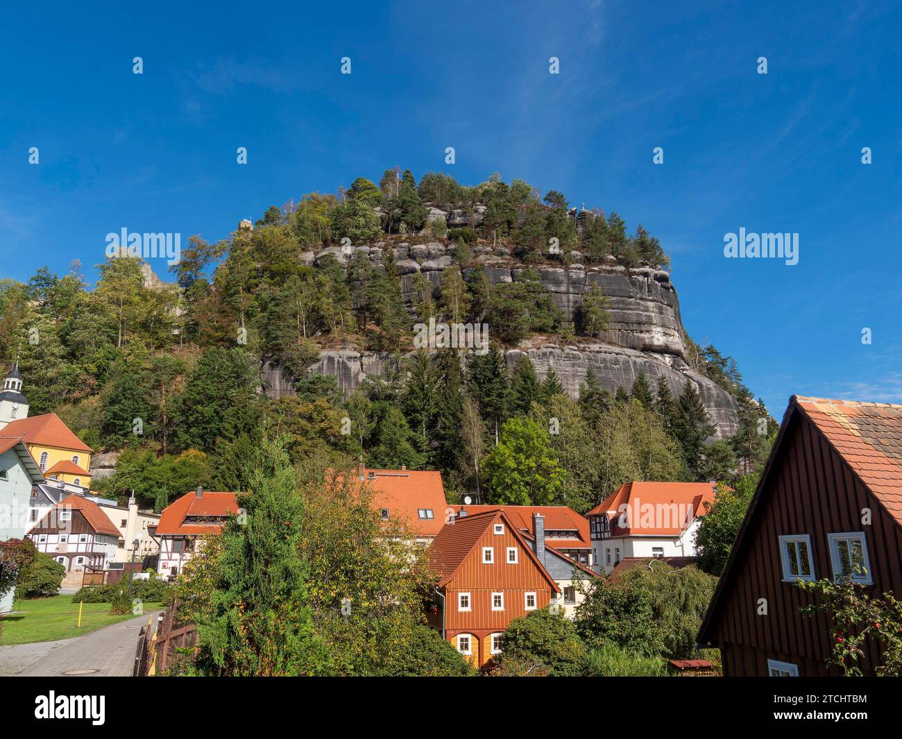 Village with halftimbered houses and halftimbered houses in front of