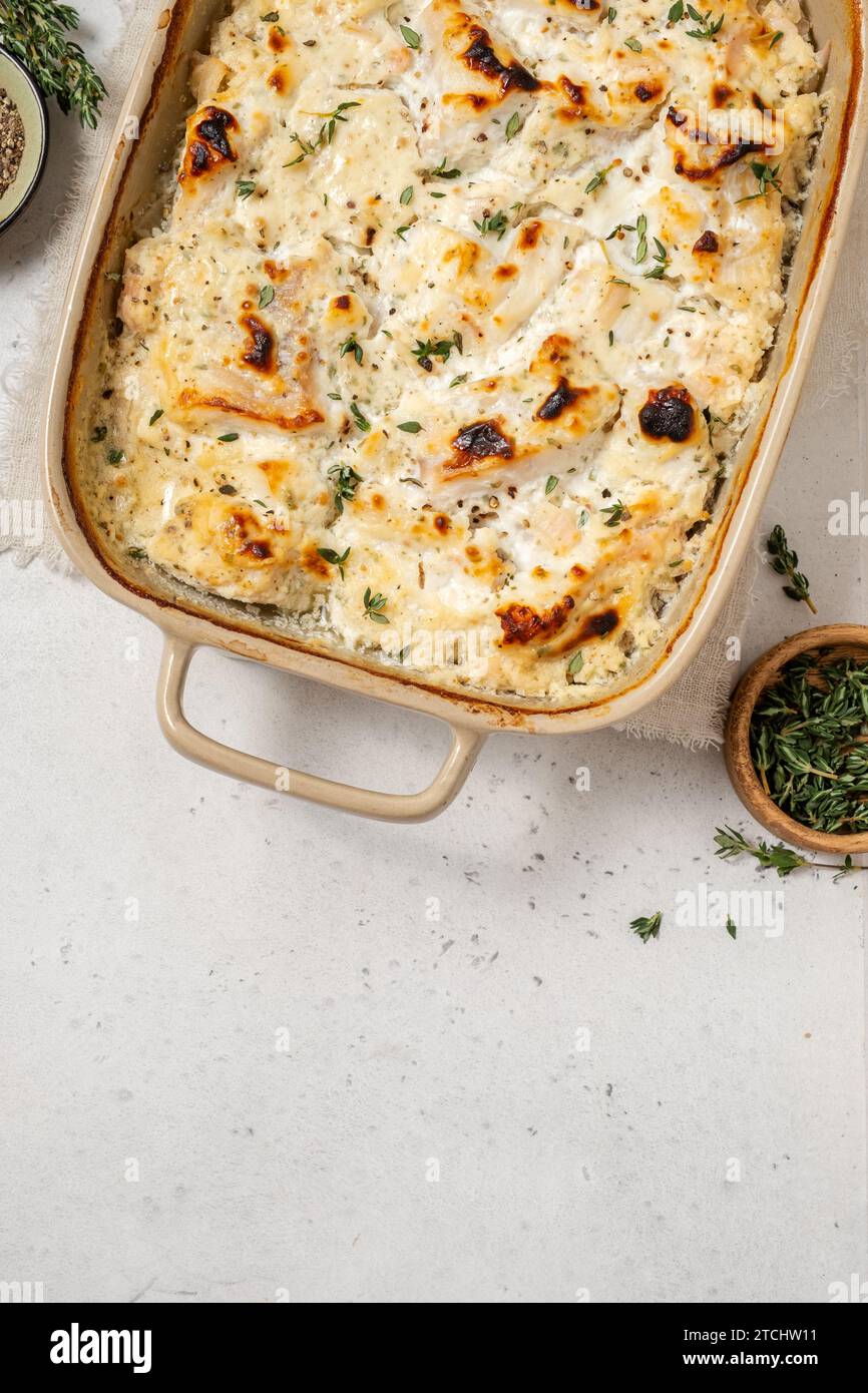 White fish casserole Stock Photo - Alamy