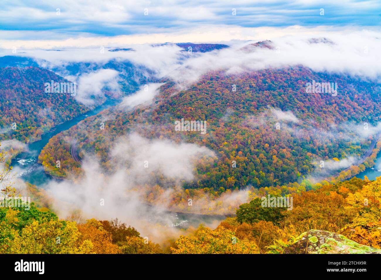 A scenic view of mountains with colorful autumn trees in Beaver, West