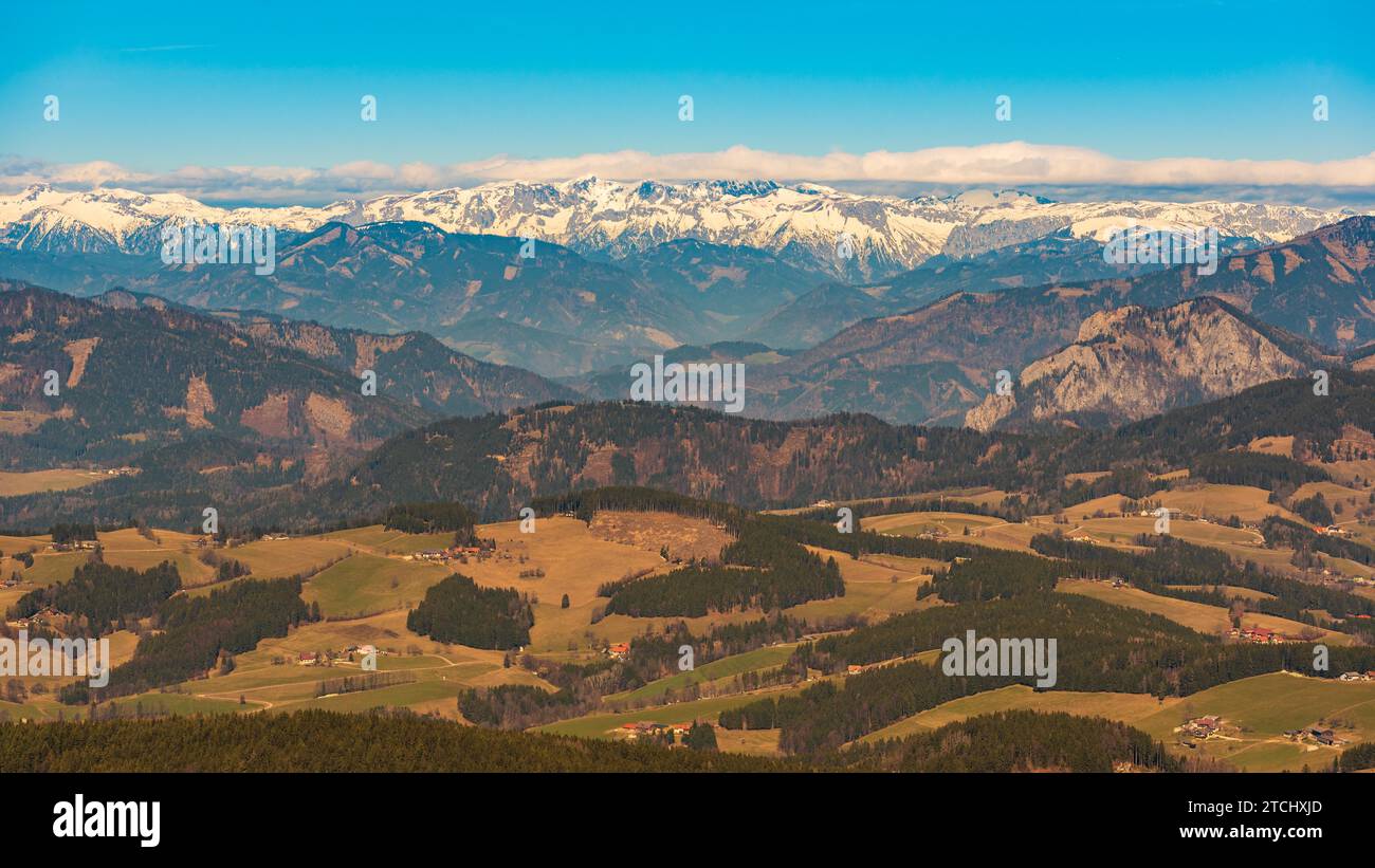 View from Shockl mountain in Graz. Path leading to the top. Tourist ...