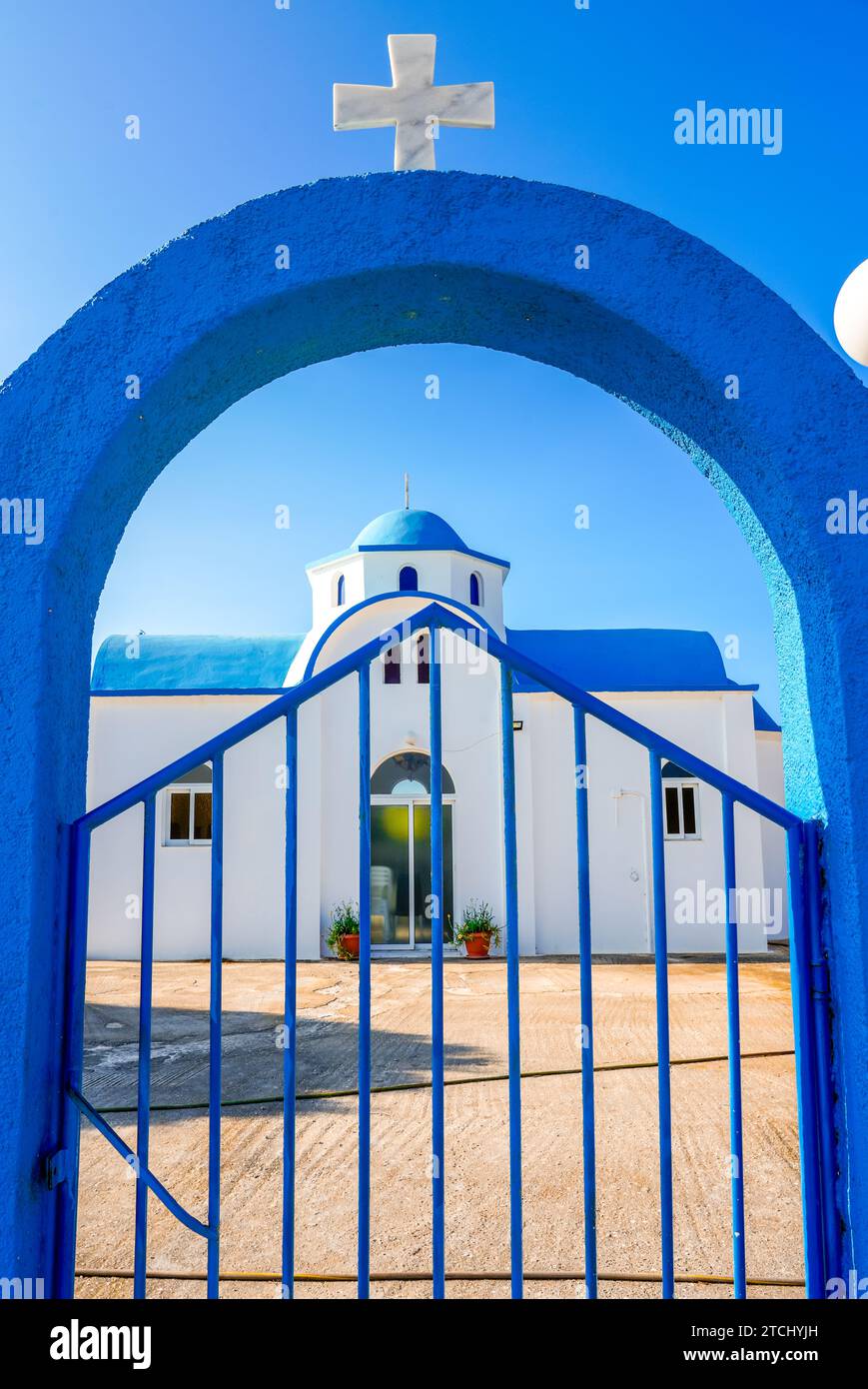 Small Christian chapel on the Greek island of Kos. Stock Photo