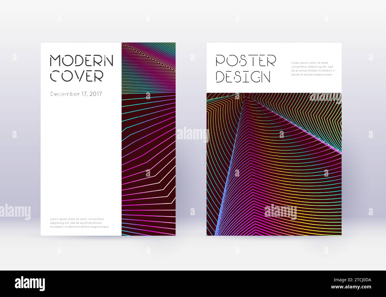 Decent Pic Design Minimal cover design template set. Rainbow abstract lines on wine red ...