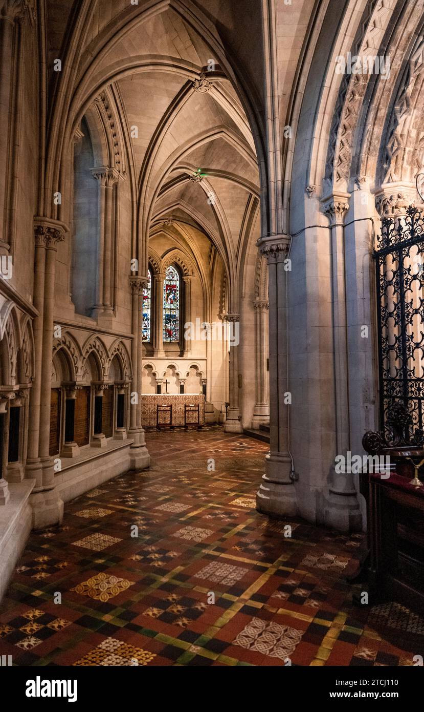 The ambulatory behing the altar, in the Christchurch Cathedral, medieval church built in 11th century, Dublin city center, Ireland. Stock Photo
