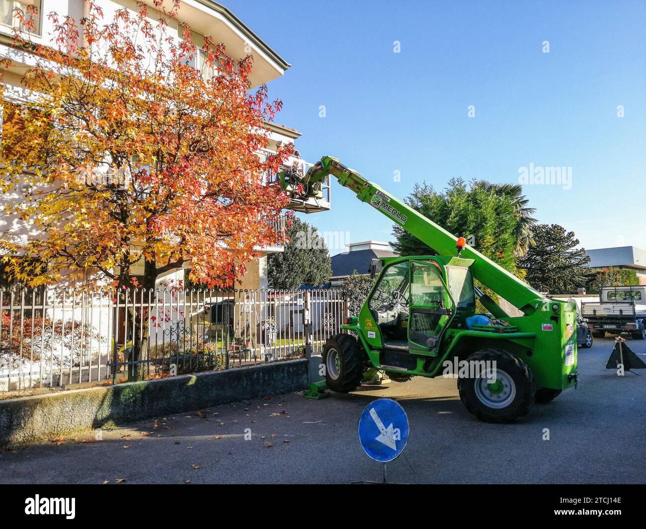 Italy, Casorezzo, crane, work in progress Stock Photo
