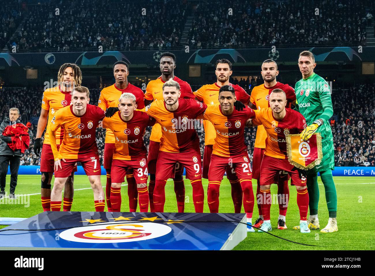 Copenhagen, Denmark. 12th Dec, 2023. The starting-11 of Galatasaray for the UEFA Champions League match between FC Copenhagen and Galatasaray at Parken in Copenhagen. (Photo Credit: Gonzales Photo/Alamy Live News Stock Photo