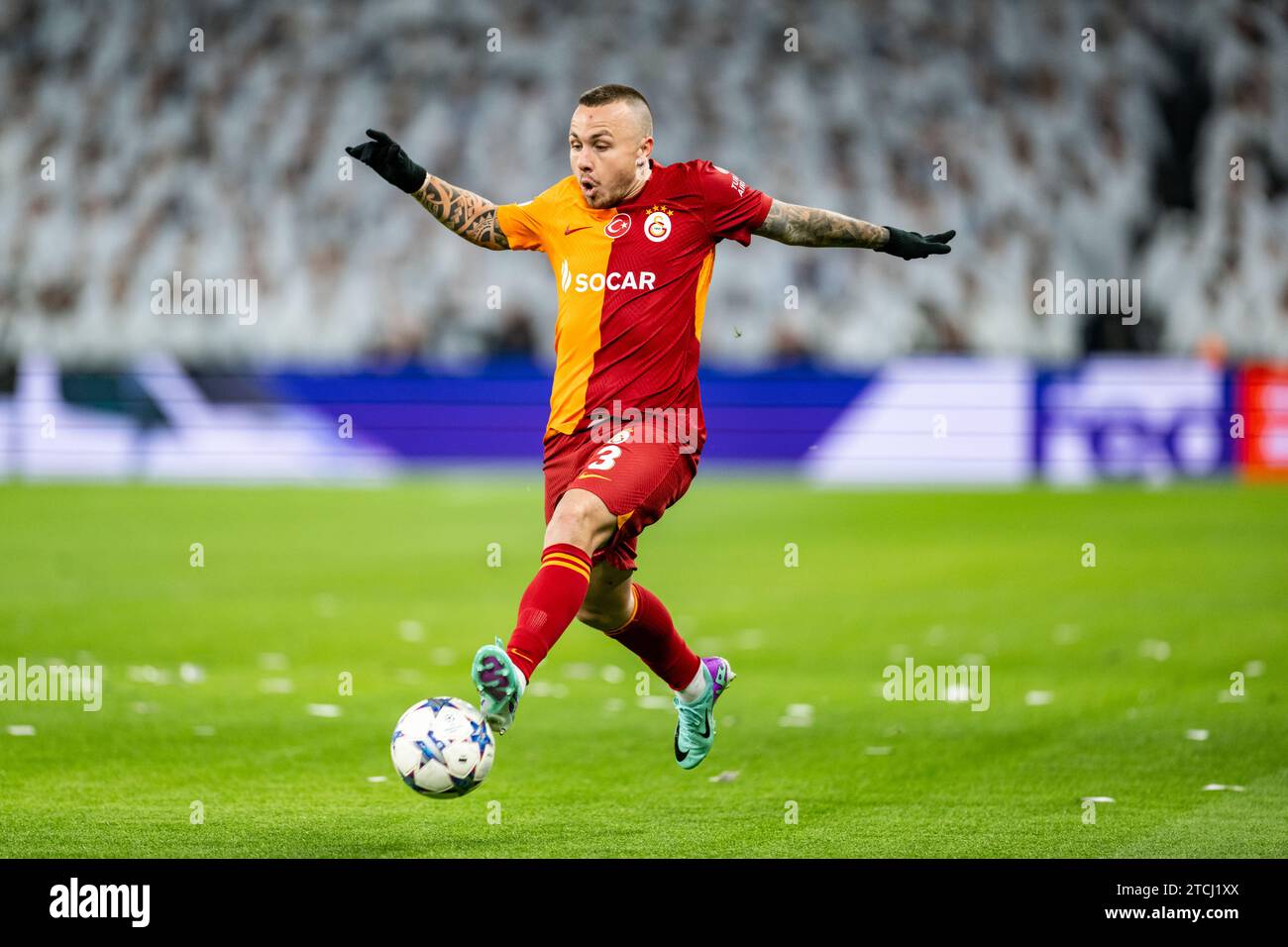 Copenhagen, Denmark. 12th Dec, 2023. Angelino (3) of Galatasaray seen during the UEFA Champions League match between FC Copenhagen and Galatasaray at Parken in Copenhagen. (Photo Credit: Gonzales Photo/Alamy Live News Stock Photo