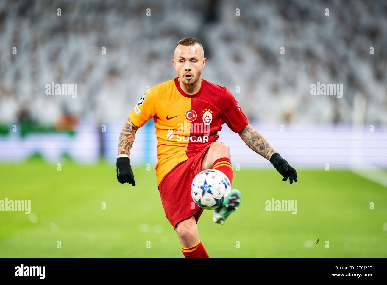 Copenhagen, Denmark. 12th Dec, 2023. Angelino (3) of Galatasaray seen during the UEFA Champions League match between FC Copenhagen and Galatasaray at Parken in Copenhagen. (Photo Credit: Gonzales Photo/Alamy Live News Stock Photo