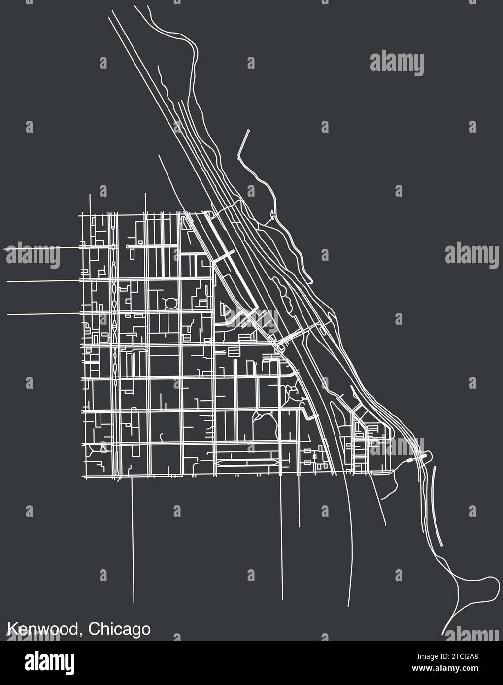 Street roads map of the KENWOOD COMMUNITY AREA, CHICAGO Stock Vector