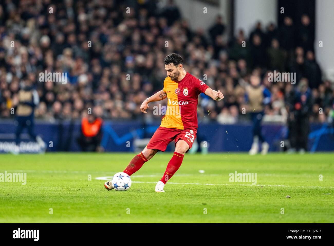 Copenhagen, Denmark. 12th Dec, 2023. Kaan Ayhan (23) of Galatasaray seen during the UEFA Champions League match between FC Copenhagen and Galatasaray at Parken in Copenhagen. (Photo Credit: Gonzales Photo/Alamy Live News Stock Photo