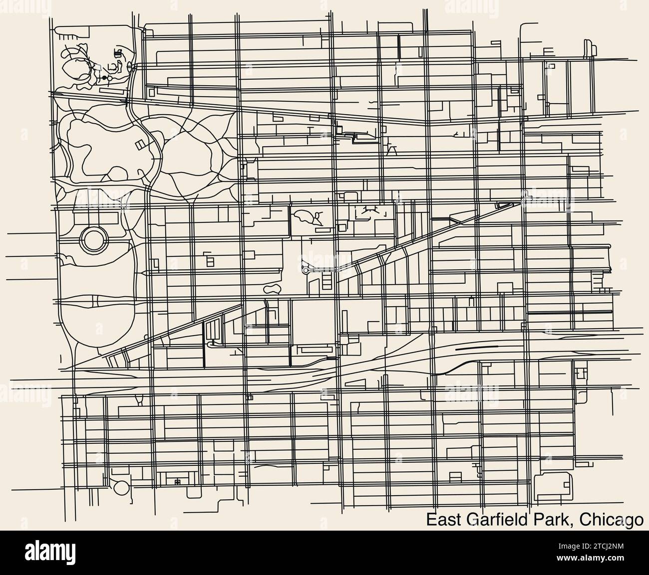 Street roads map of the EAST GARFIELD PARK COMMUNITY AREA, CHICAGO
