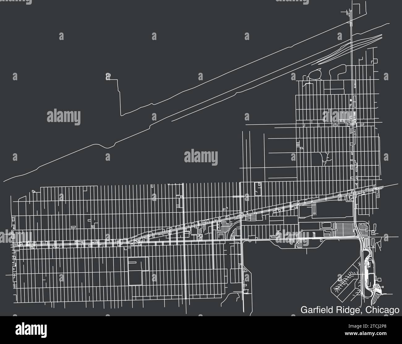 Street roads map of the GARFIELD RIDGE COMMUNITY AREA, CHICAGO Stock