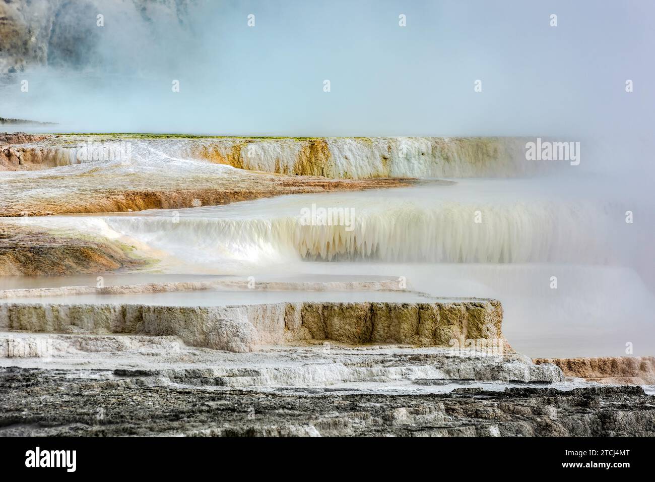 Landscape of Mammoth Hot Springs in Yellowstone National Park Stock ...