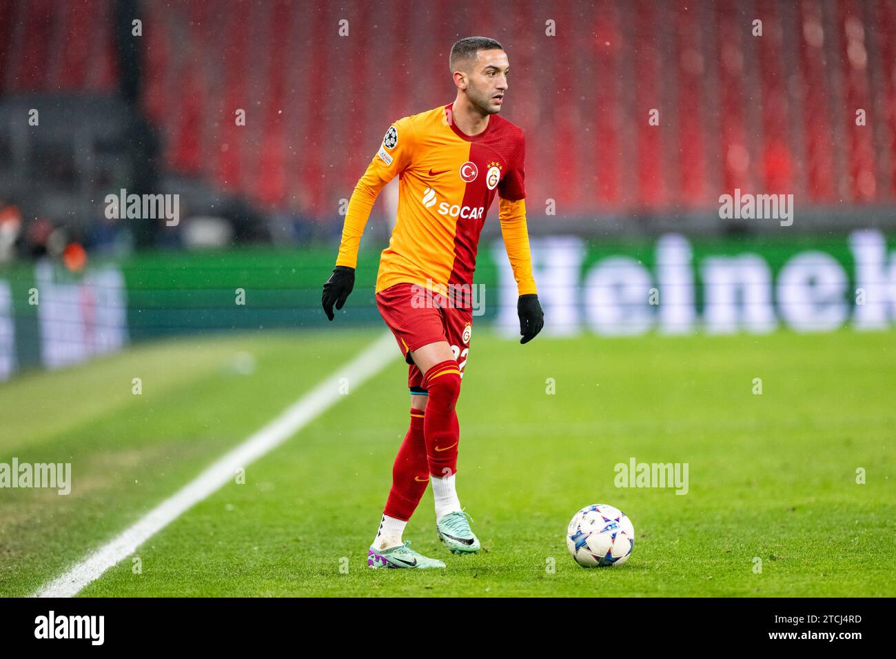 Copenhagen, Denmark. 12th Dec, 2023. Hakim Ziyech (22) of Galatasaray seen during the UEFA Champions League match between FC Copenhagen and Galatasaray at Parken in Copenhagen. (Photo Credit: Gonzales Photo/Alamy Live News Stock Photo