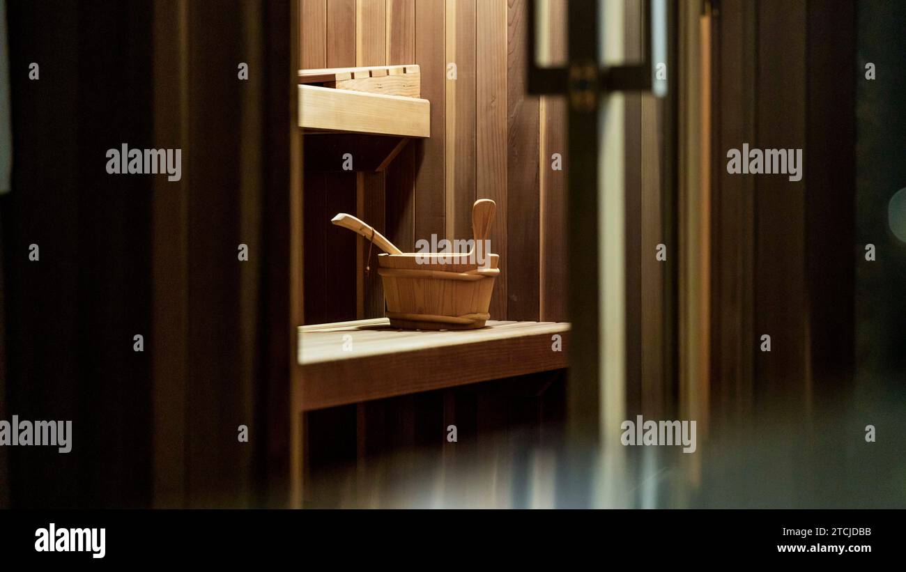 View of An interior design of a sauna Stock Photo - Alamy