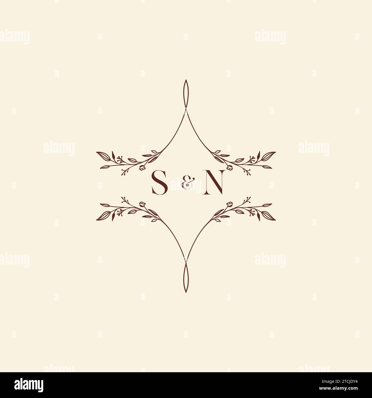 SN wedding initial logo letters in high quality professional design that will print well across any print media Stock Vector