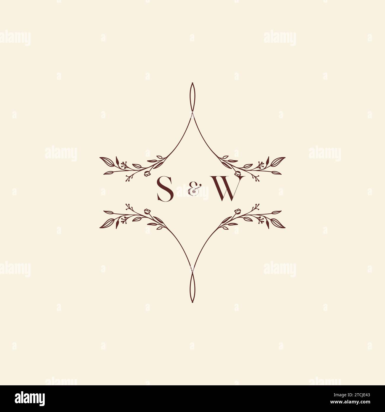 SW wedding initial logo letters in high quality professional design that will print well across any print media Stock Vector