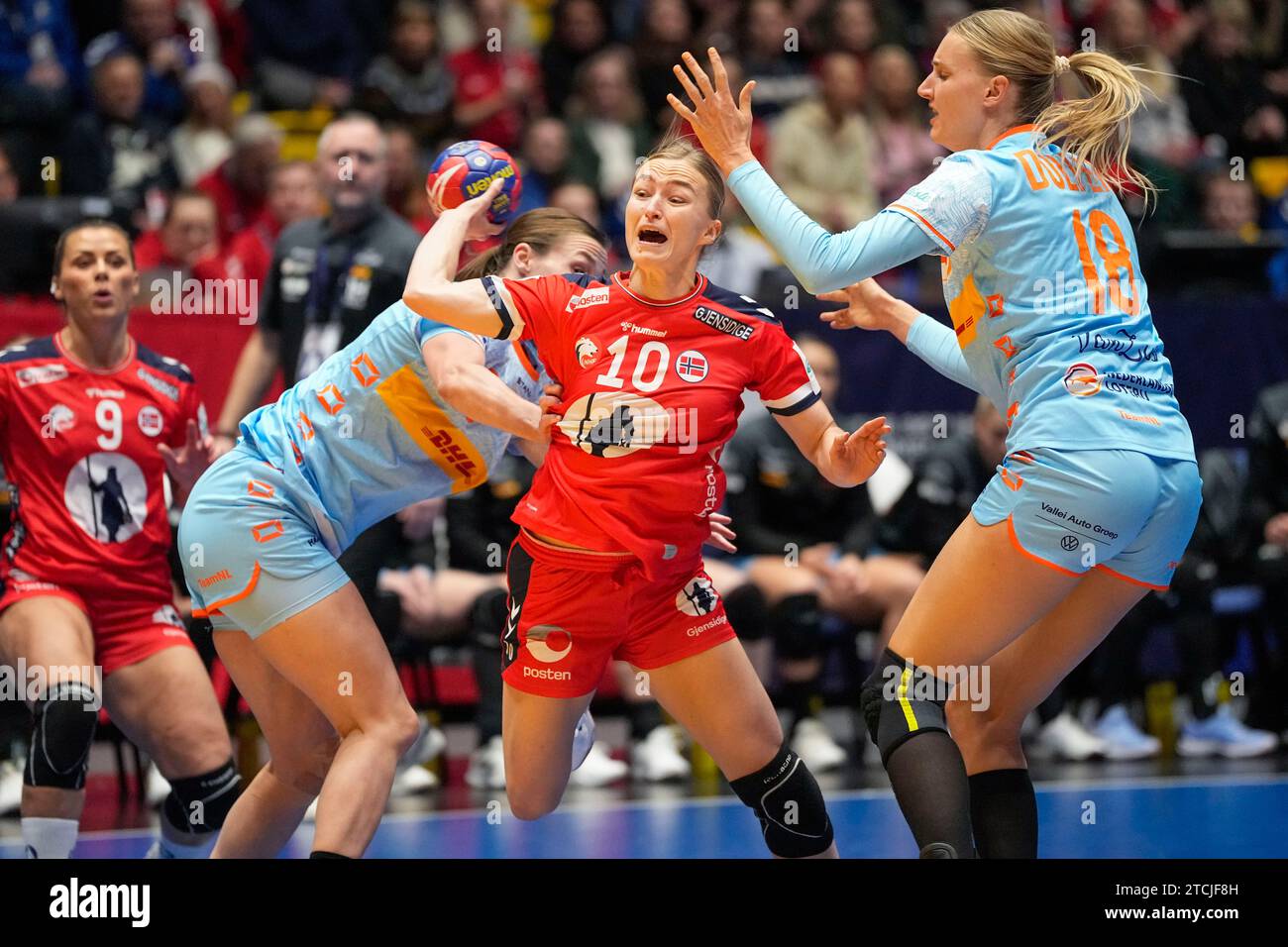 Trondheim 20231212.Norway's Stine Bredal Oftedal during the quarter-finals of the handball World Cup between the Netherlands and Norway in Trondheim Spektrum. Photo: Beate Oma Dahle / NTB Stock Photo