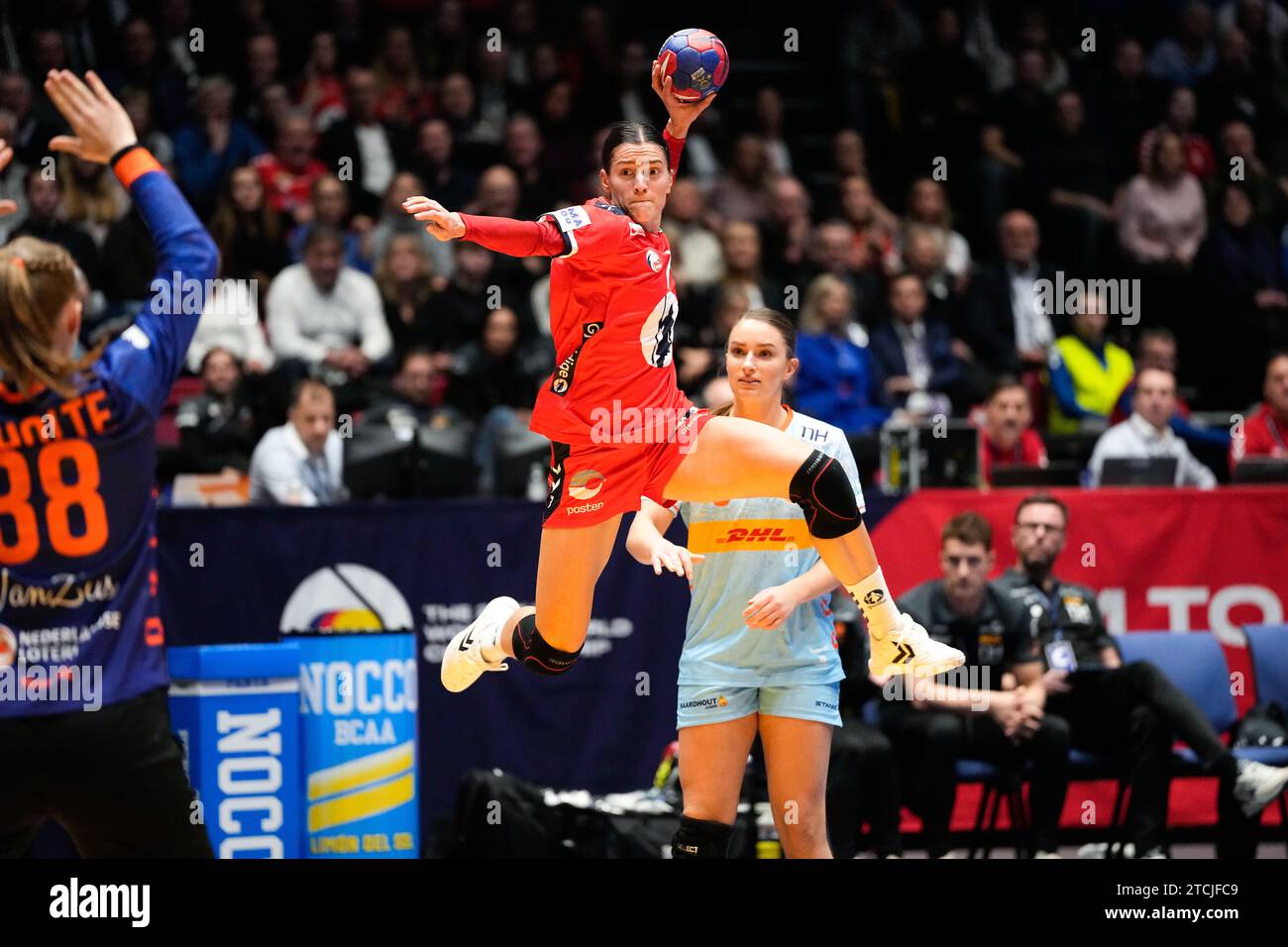 Trondheim 20231212.Norway's Stine Ruscetta Skogrand during the quarter-finals of the handball World Cup between the Netherlands and Norway in Trondheim Spektrum. Photo: Beate Oma Dahle / NTB Stock Photo