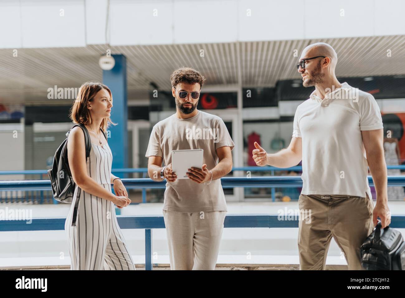 Successful Business Partners Discussing Marketing Strategy for New Project Stock Photo