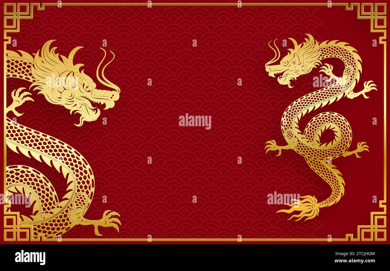 Traditional gold Chinese Dragon design for Chinese new year and all festivals (translate : Chinese Dragon) Stock Vector