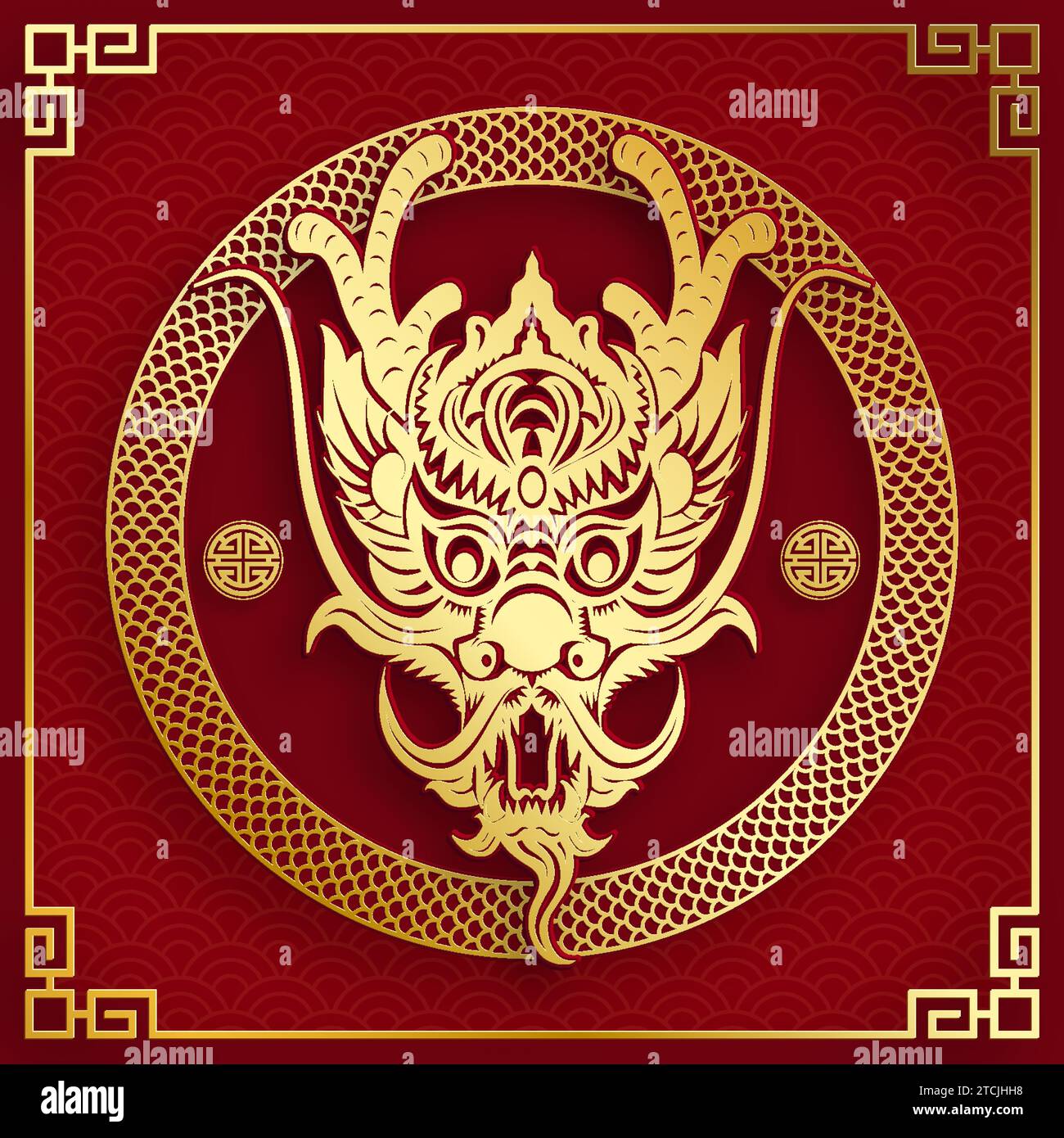 Traditional gold Chinese Dragon design for Chinese new year and all festivals (translate : Chinese Dragon) Stock Vector