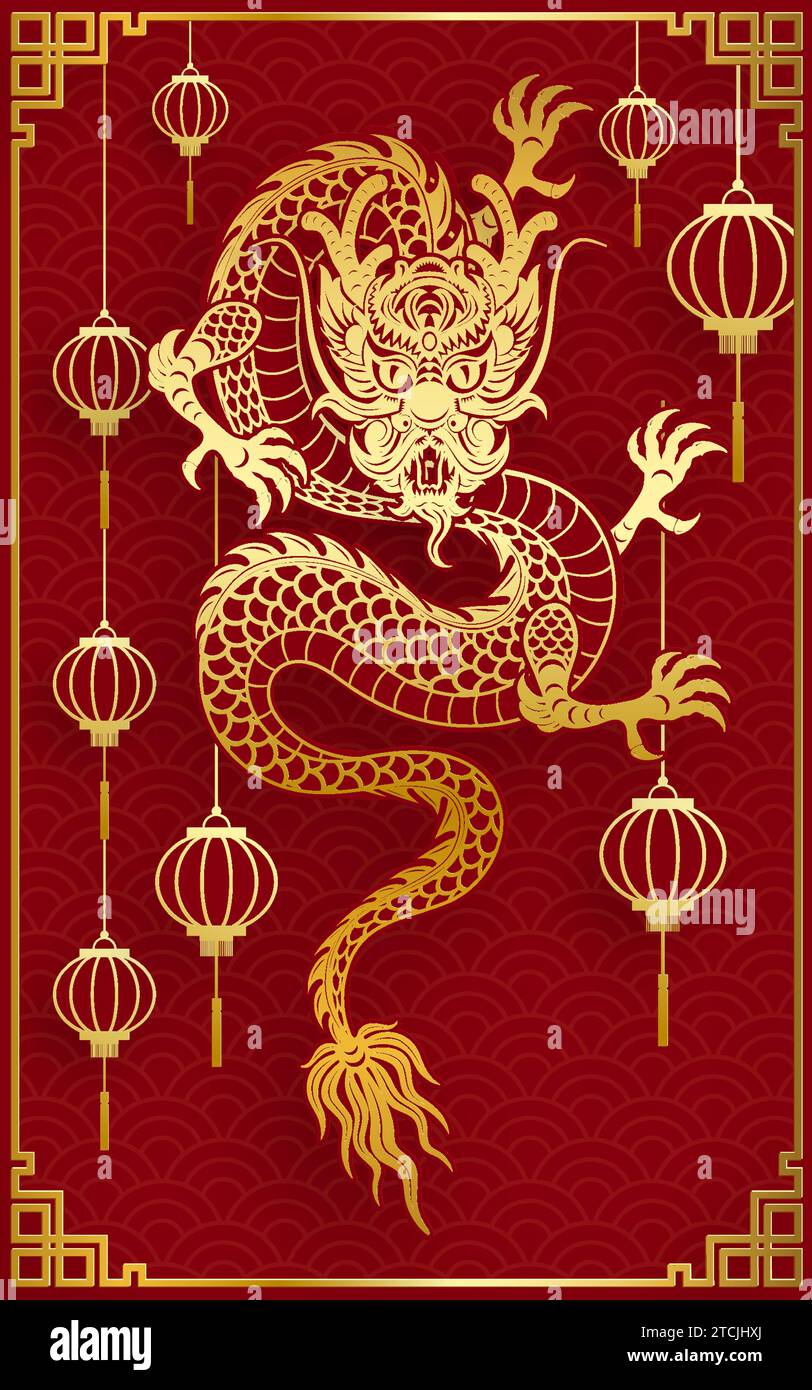 Traditional gold Chinese Dragon design for Chinese new year and all festivals (translate : Chinese Dragon) Stock Vector
