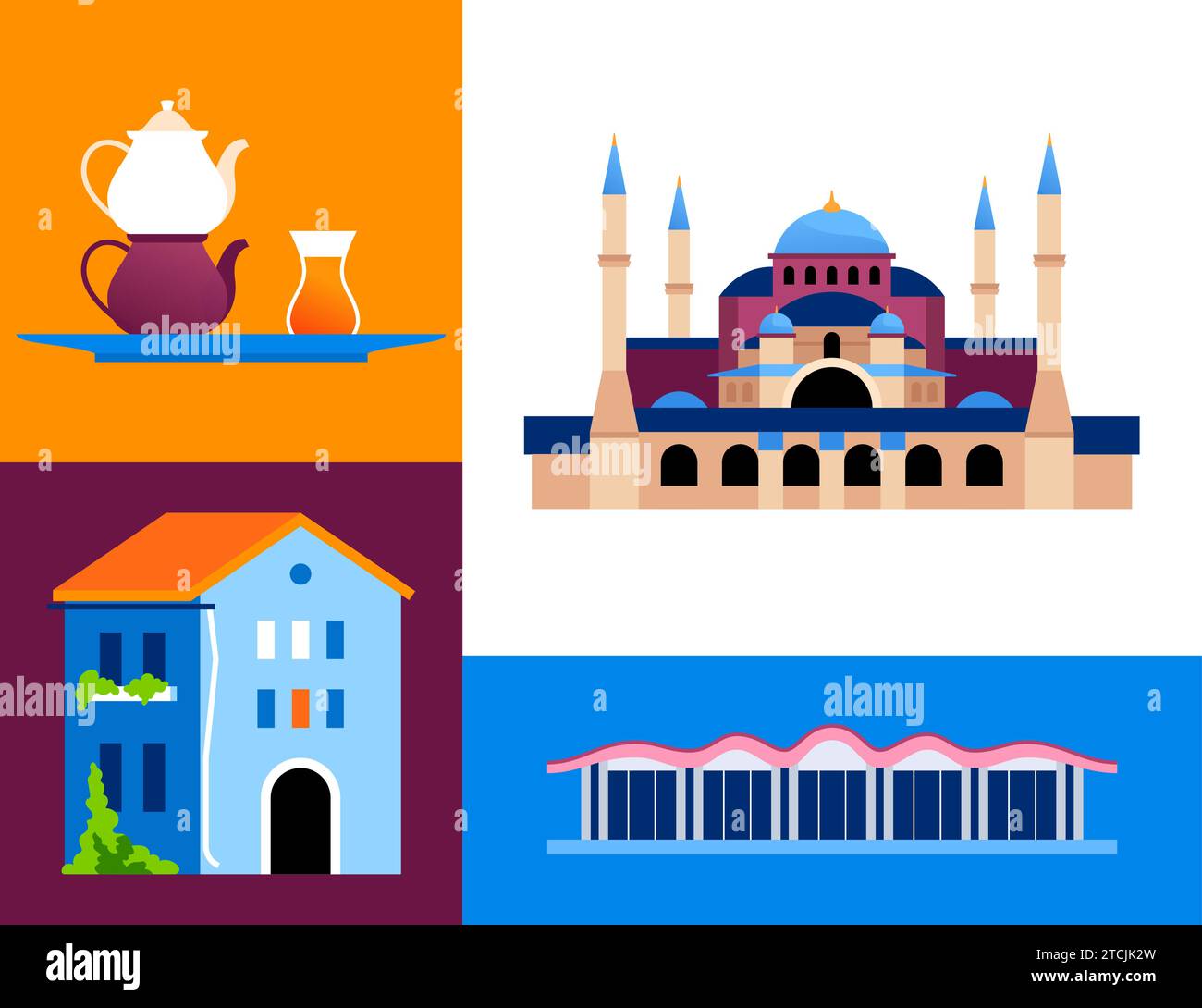 Beauty of Turkey - set of flat design style illustrations Stock Vector