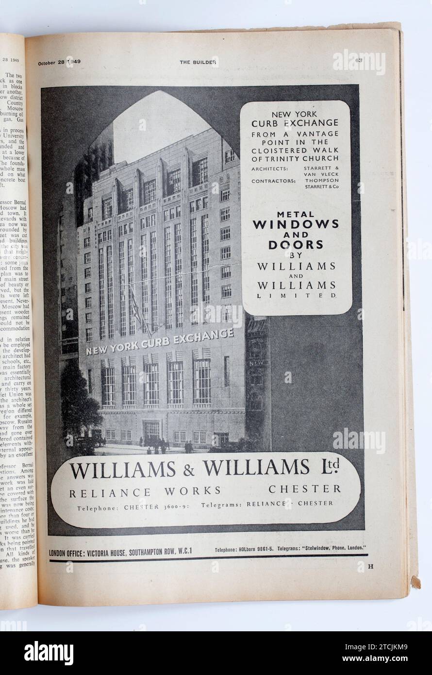 Advertising from a copy of 1940s The Builder Magazine - Eilliams and Williams Chester Stock Photo