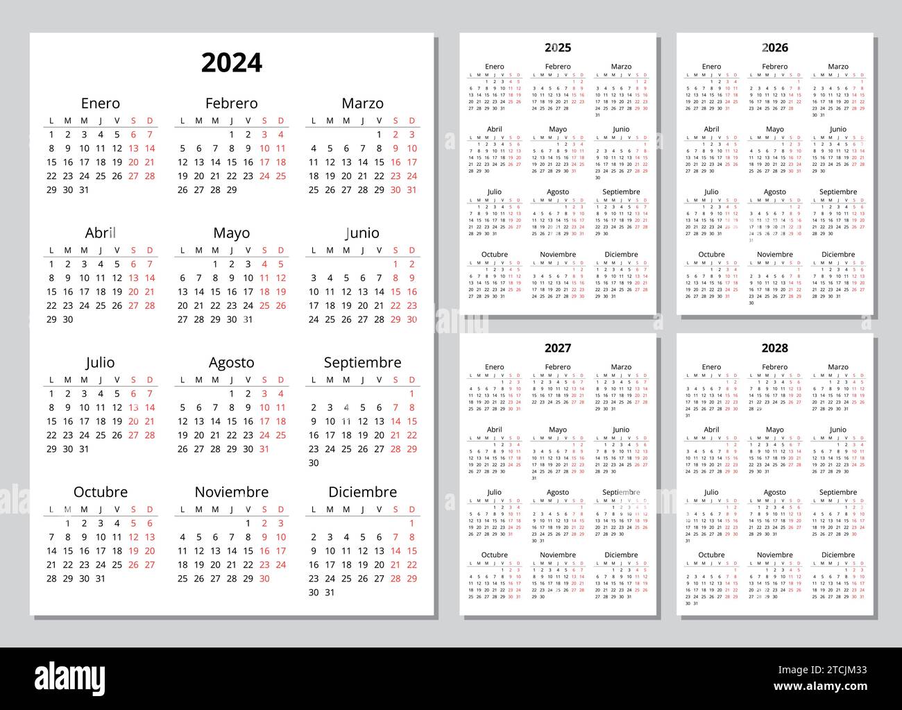 2028 calendar Banque d'images vectorielles - Alamy