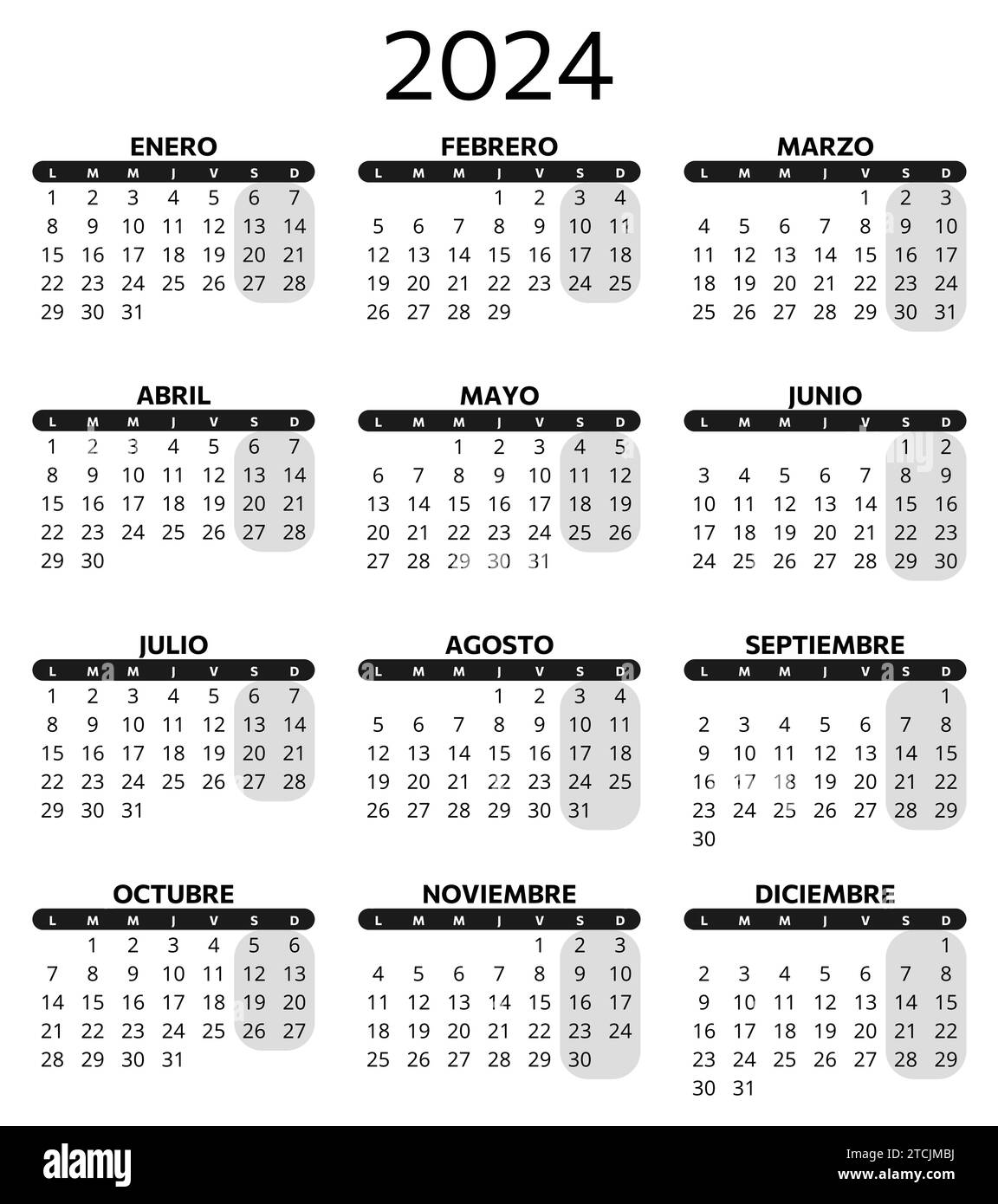Page 11, Calendario 2024 en espanol Vectors & Illustrations for Free  Download