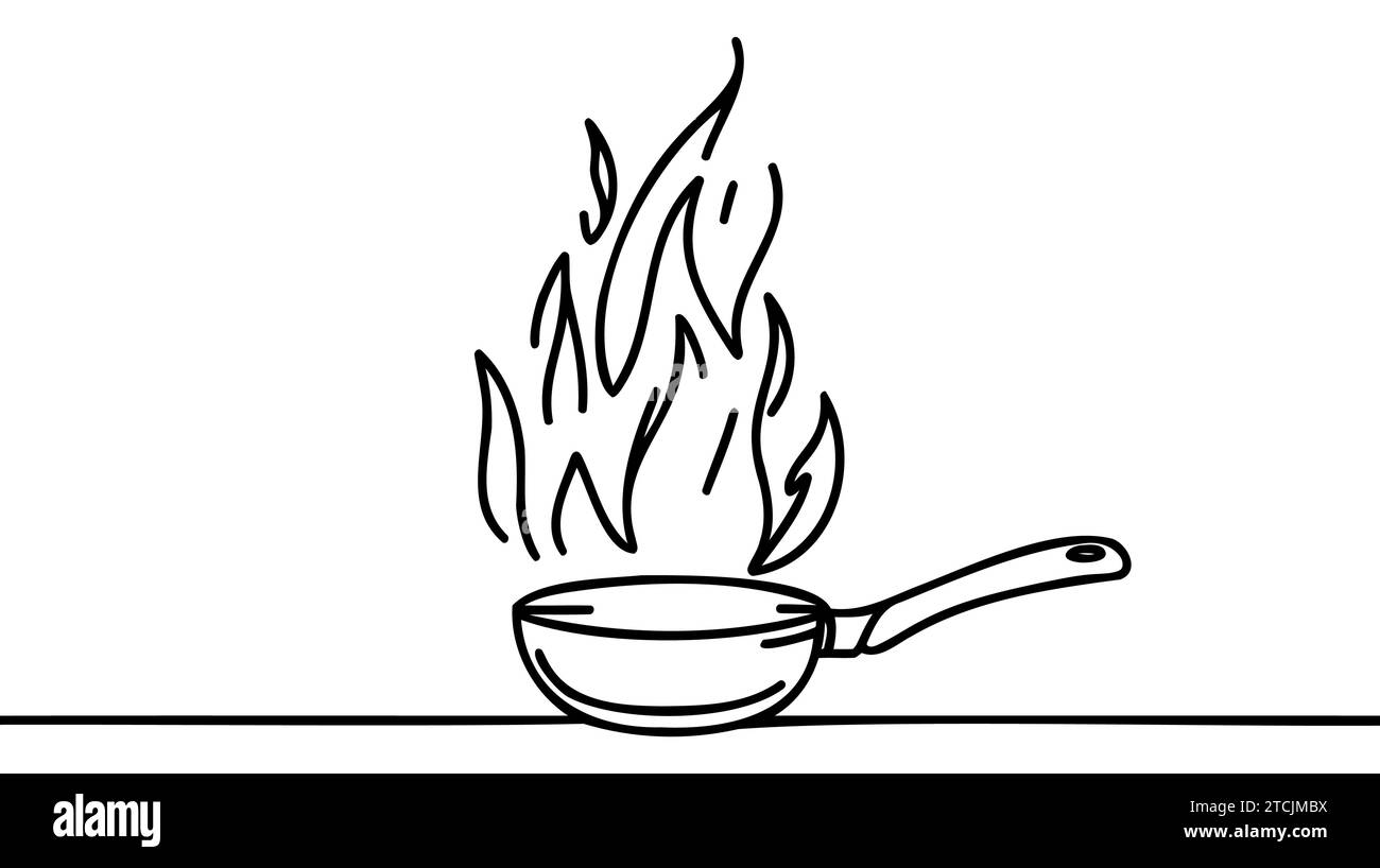 Frying pan icon line continuous drawing vector. One line Frying pan ...