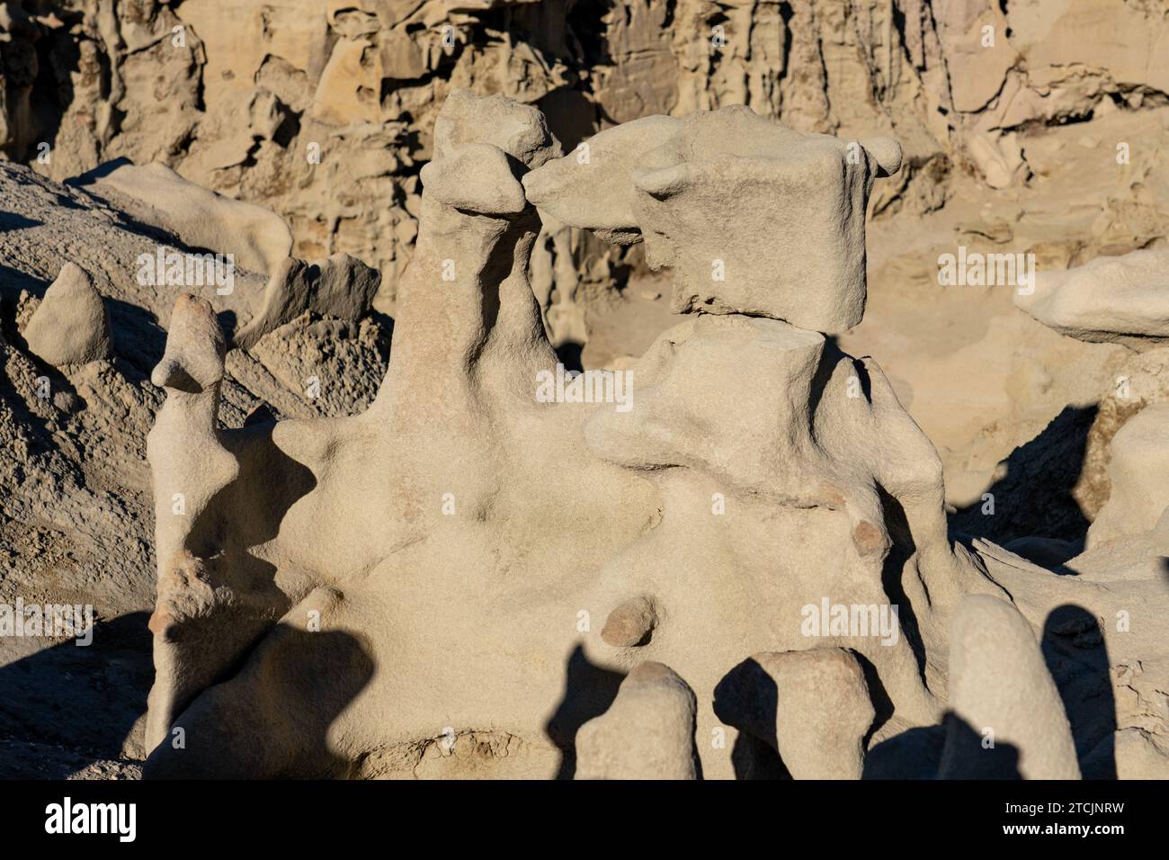 Fantastically eroded sandstone formations in the Fantasy Canyon Recreation Site, near Vernal, Utah. Stock Photo