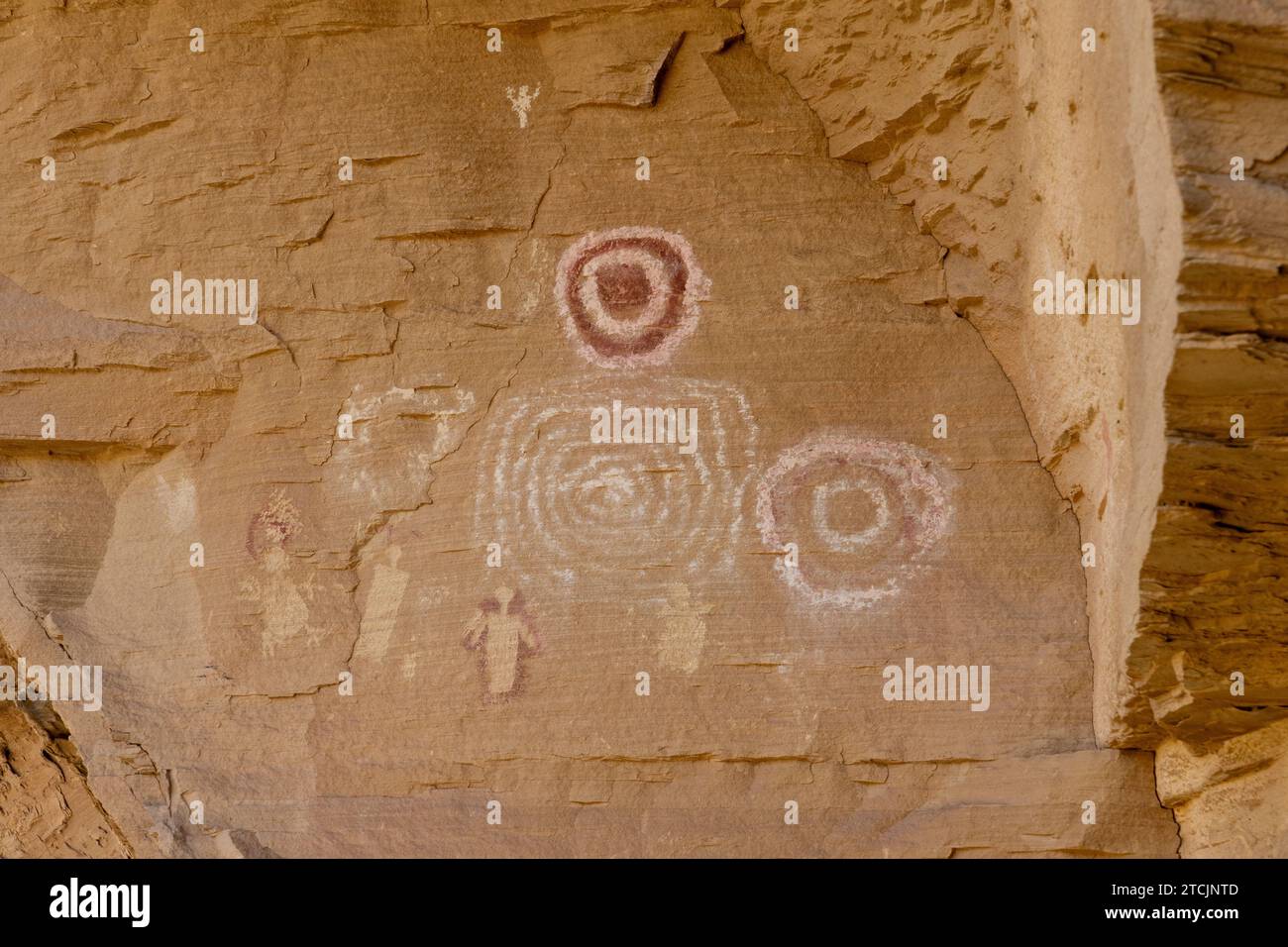 The Sun Dagger Panel at the Four Mile Interpretive Site in the Canyon Pintado National Historic District in Colorado.  Pre-Hispanic Native American ro Stock Photo