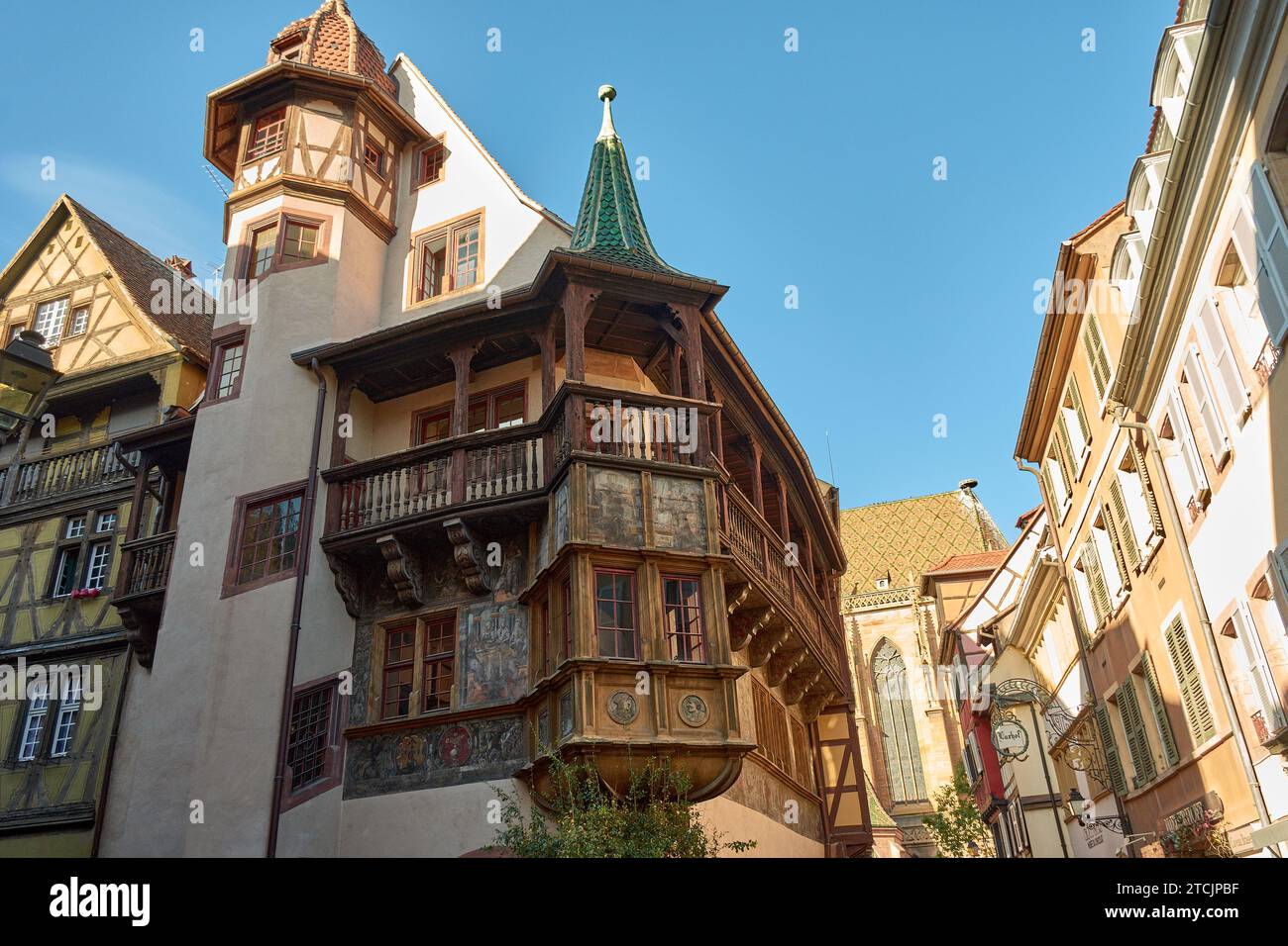 The Pfister House is a monument located in the municipality of Colmar (Haut-Rhin, Great East). Built in 1537, it is the first example of Renaissance a Stock Photo