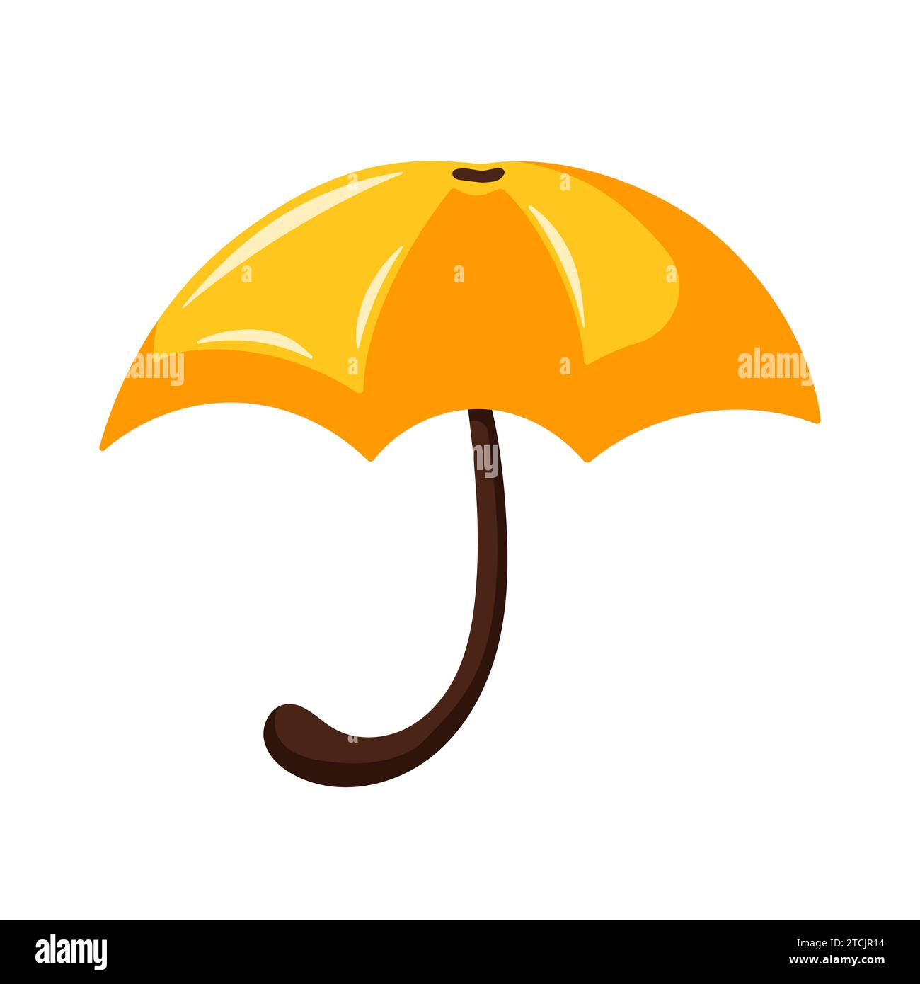 Yellow Umbrella in cartoon style. Vector illustration isolated on a