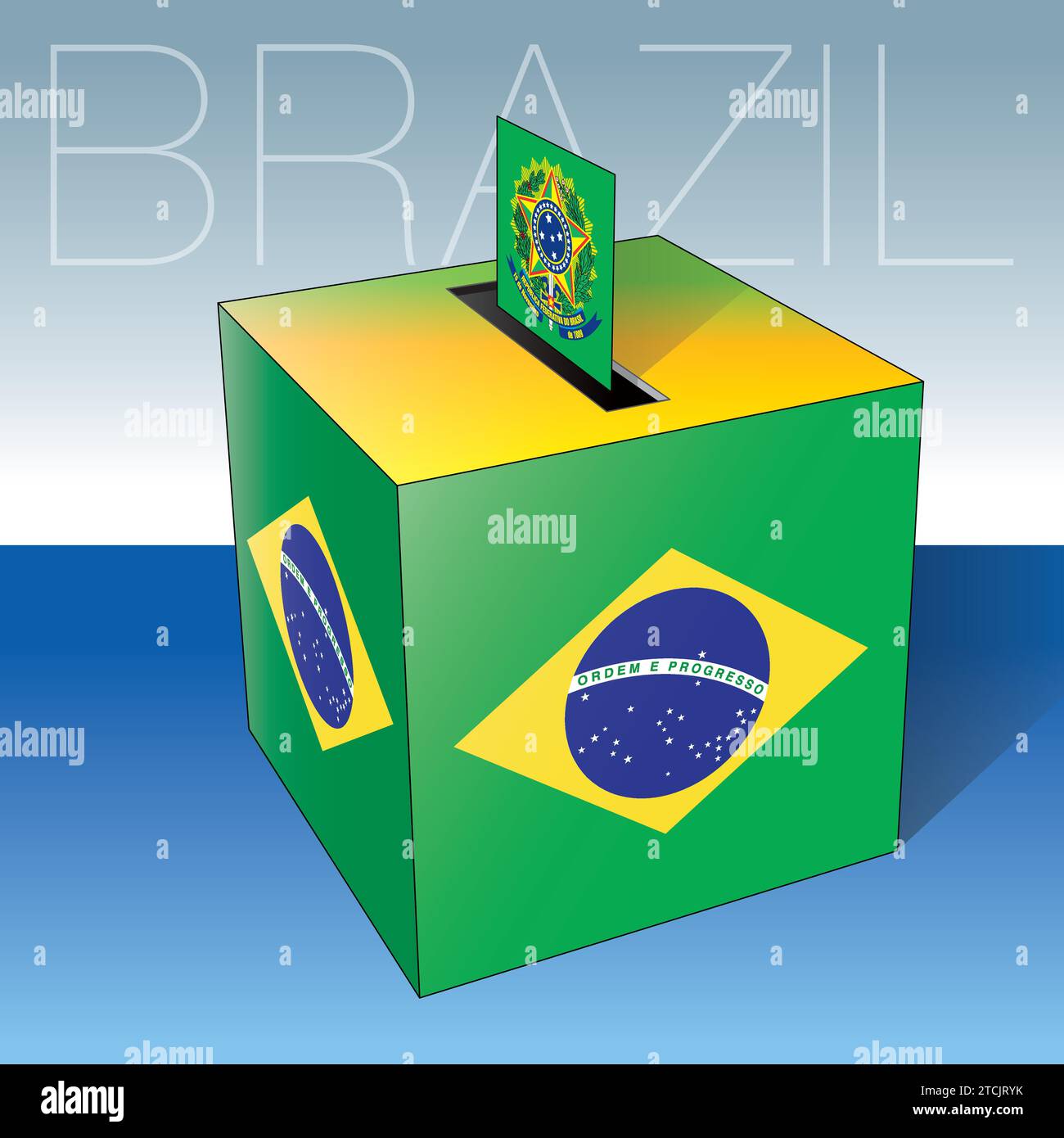 Brazil, South American country, ballot box with flags and symbols, election day, vector illustration Stock Vector