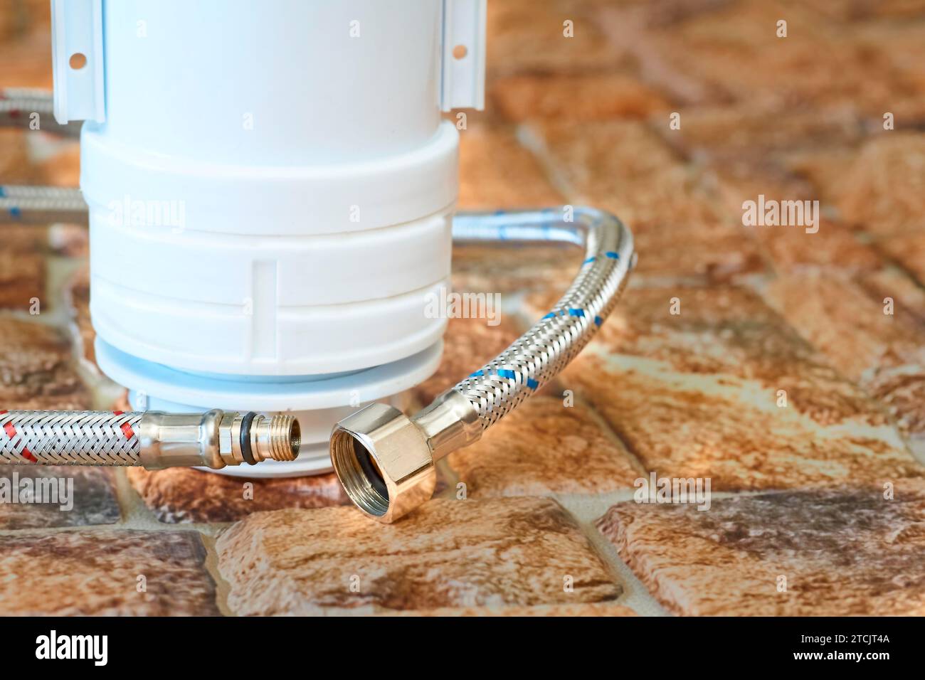 Plumbing. Flexible metal steel faucet hoses, flush mechanism, siphon