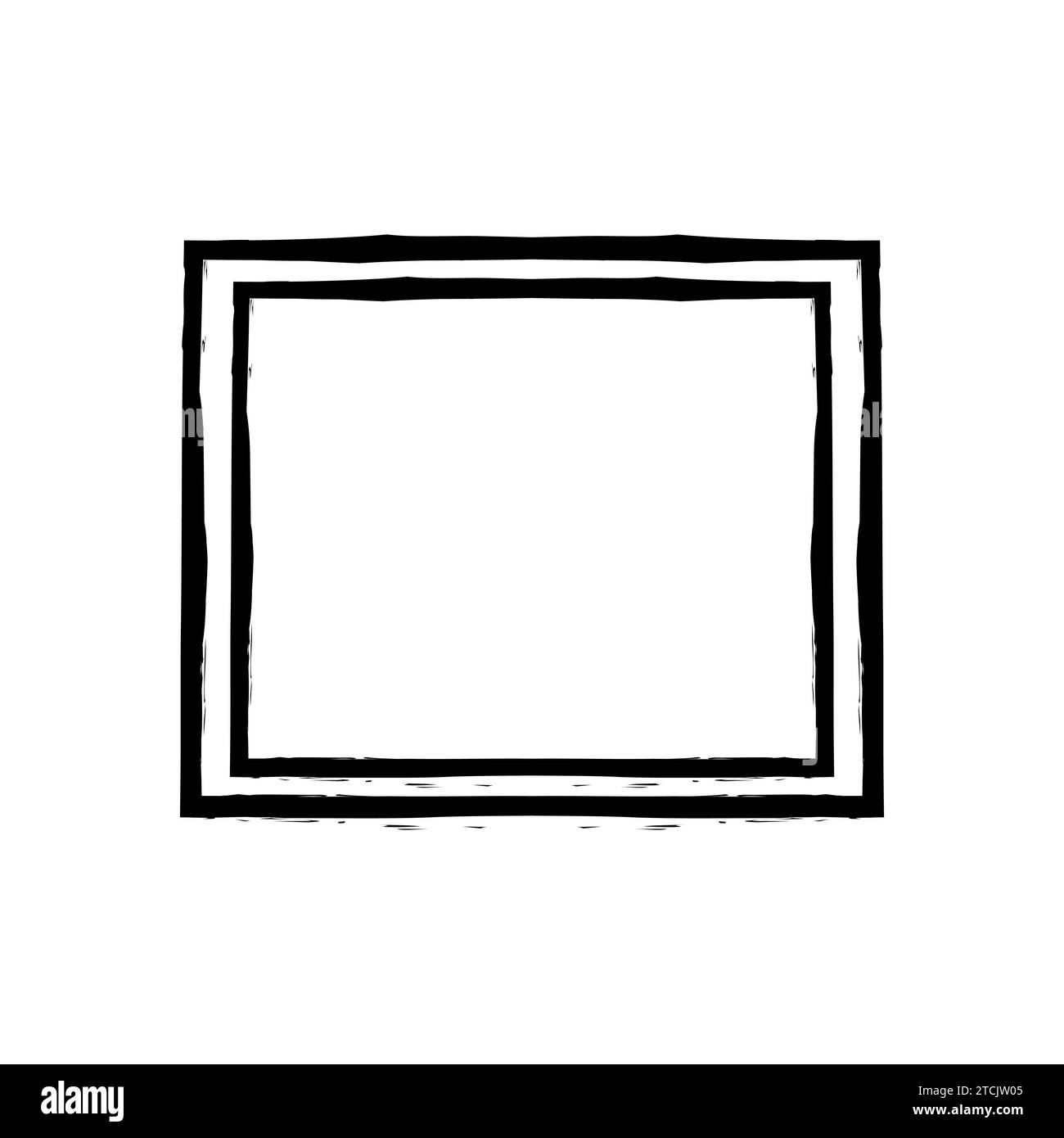 Grunge rectangular frame stamp. Ink empty black box. Rectangular border